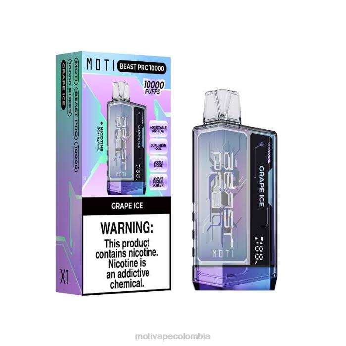 MOTI vape Colombia - MOTI Beast Pro vaporizador desechable (5%, 10000 inhalaciones) hielo de uva 425R45