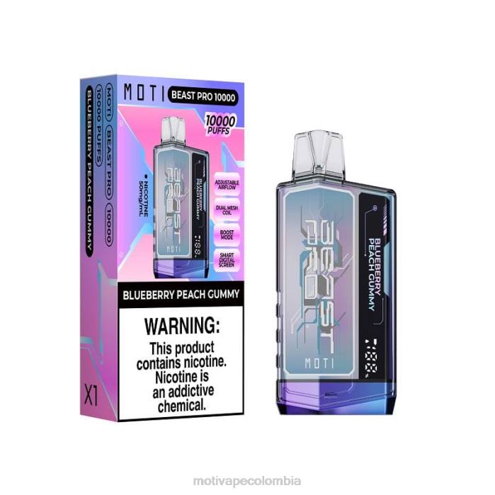 MOTI vape near me - MOTI Beast Pro vaporizador desechable (5%, 10000 inhalaciones) Gomitas de durazno y arándanos 425R39