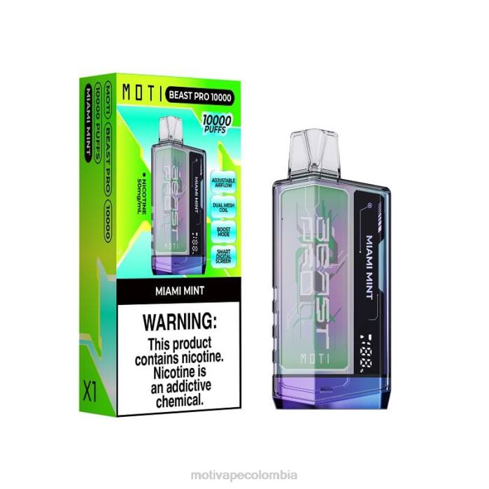 MOTI vape review - MOTI Beast Pro vaporizador desechable (5%, 10000 inhalaciones) menta de miami 425R48